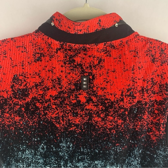 Jamie Sadock Womens Medium Golf Top Crinkle Plisse 1/4 Zip Red Collared Shirt - Picture 11 of 14